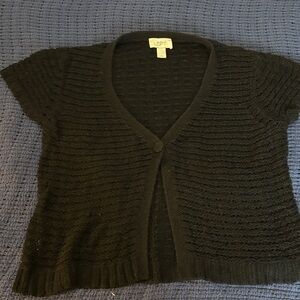 LOFT Black Open-Knit Cardigan